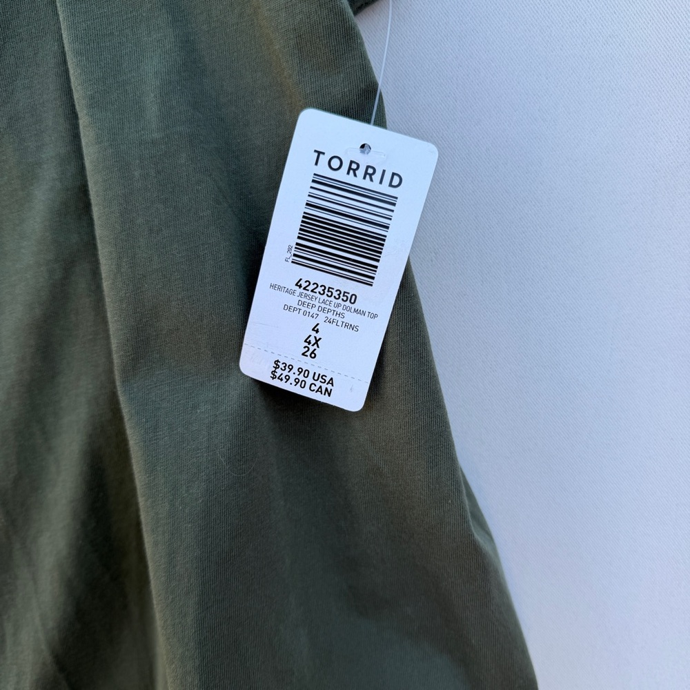 Torrid Heritage Jersey Lace-Up Dolman Top (Deep Depths) Size 4 - Picture 8 of 10